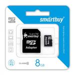 фото SD micro карта памяти 8GB с адаптером SD класс 10 Smartbuy